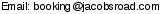 This artist's e-mail address is hidden inside a graphic to protect them from spam.  To send Jacob's Road an e-mail, please type the address directly in to your E-mail software. If you are unable to read the graphic for any reason, please contact us at admin@crossrhythms.co.uk and we will supply you with the addresses you require.